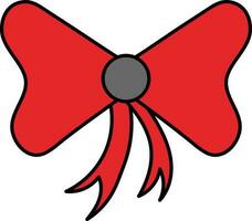 Grey And Red Bow Ribbon Flat Icon. vector