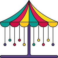 Flat Illustration of Colorful Carousel Swing Icon. vector