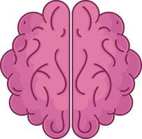plano estilo humano cerebro elemento en rosado color. vector