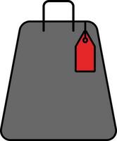 plano compras bolso con etiqueta icono en rojo y gris color. vector