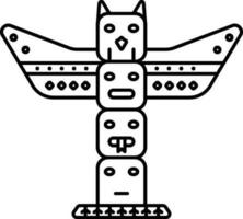 Totem Icon In Black Line Art. vector