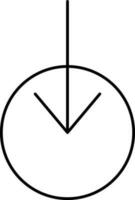 Circle Down Arrow Icon In Black Outline. vector