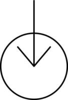 Circle Down Arrow Icon In Black Outline. vector