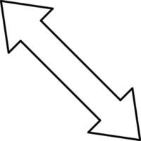 Diagonal Way Arrow Black Outline Icon. vector