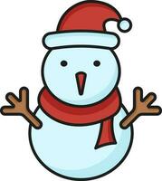 Isolated Colorful Christmas Snowman Icon In Flat Style. vector