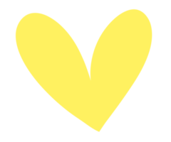 Yellow heart sign isolated on transparent background. Valentines day icon. Hand drawn heart shape. World heart day concept. Love icon. PNG illustration