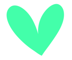 Green heart sign isolated on transparent background. Valentines day icon. Hand drawn heart shape. World heart day concept. Love icon. PNG illustration