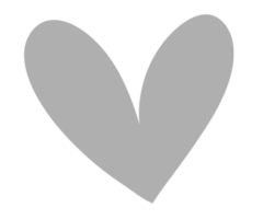 Gray heart sign isolated on transparent background. Valentines day icon. Hand drawn heart shape. World heart day concept. Love icon. PNG illustration