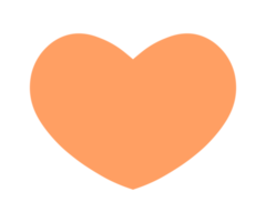 Orange heart sign isolated on transparent background. Valentines day icon. Hand drawn heart shape. World heart day concept. Love icon. PNG illustration