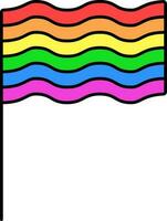 Wavy Rainbow Flag Icon In Flat Style. vector