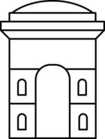 Black Outline Illustration Of India Gate Icon. vector