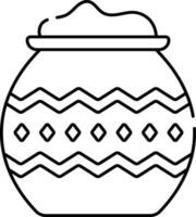 Butter Clay Pot Icon In Line Art. vector