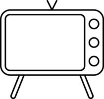 Black Outline Illustration Of Television Icon. vector