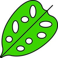 White And Green Leaf Icon In Flat Style. vector