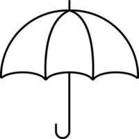 Open Umbrella Icon Or Symbol In Black Outline. vector