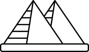 Flat Style Pyramid Icon In Black Line Art. vector