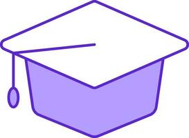 Violet And White Graduation Cap Flat Icon. vector
