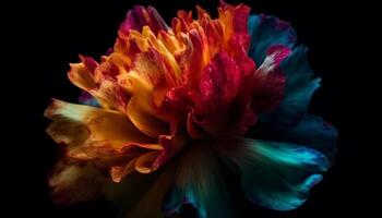 Vibrant colors of a single flower in macro close up generated by AI photo