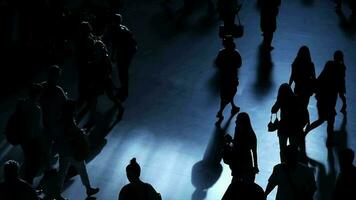 Pedestrians walking on crowded urban street commuting to work video