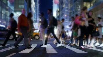 Pedestrians walking on crowded urban street commuting to work video