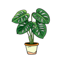 ai generado monstera planta en maceta dibujos animados estilo png