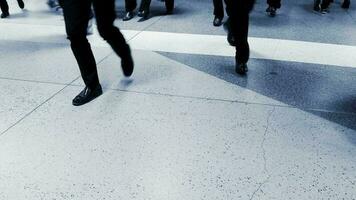 Pedestrians walking on crowded urban street commuting to work video