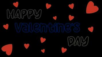 Text neon happy Valentine's animation glowing and shining with red heart on black background. Happy VALENTINE'S day animation. 4k footage motion graphics video