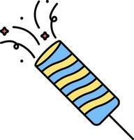 Burst Party Popper Stick Blue And Yellow Icon. vector