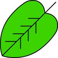 Green Heart Shape Leaf Icon In Flat Style. vector