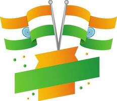 Cross Indian Flag Poles And Copy Space Strip Background. vector