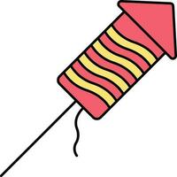 Red And Yellow Firecracker Rocket Flat Icon. vector