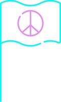 Pink And Turquoise Peace Symbol Flag Stroke Icon. vector