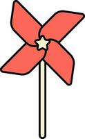 Red Pinwheel Icon In Flat Style. vector