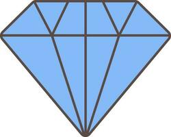 Blue Diamond Icon In Flat Style. vector