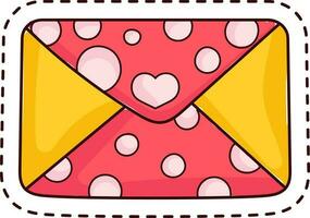 Red And Yellow Envelope Element In Sticker Style. vector