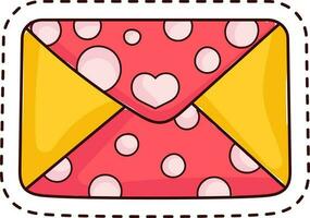 Red And Yellow Envelope Element In Sticker Style. vector