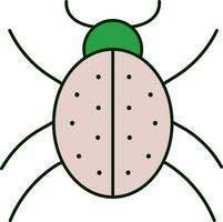 Ladybug Icon In Pink And Green Color. vector