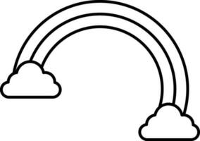 Black Linear Style Rainbow Cloud Icon. vector