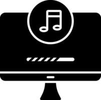 Glyph Style Music Note In Monitor Icon. vector