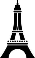 negro y blanco eiffel torre icono en plano estilo. vector