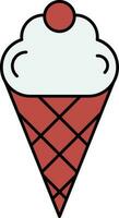 Ice Cone Brown And White Icon. vector