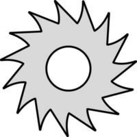 circular Sierra espada plano icono en gris color. vector