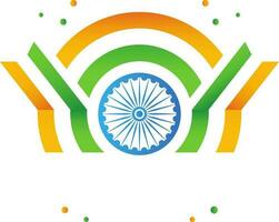 Tricolor Half Circle With Ashoka Wheel And Copy Space Background. vector