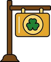 Flat Style Clover Signboard Colorful Icon. vector