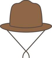 Isolated Camping Hat Icon In Brown Color. vector