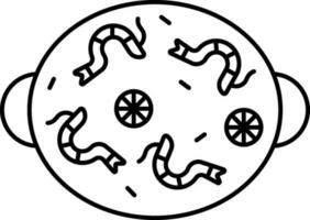 negro línea Arte de paella plato icono. vector