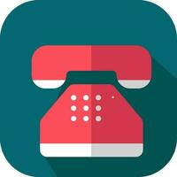 Flat Telephone Red And Teal Square Icon. vector