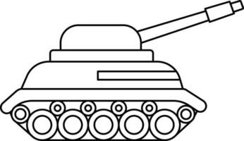 misil tanque icono en negro línea Arte. vector