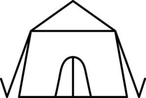 Black Linear Style Tent Home Icon. vector