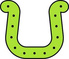 Green Horseshoe Icon In Flat Style. vector